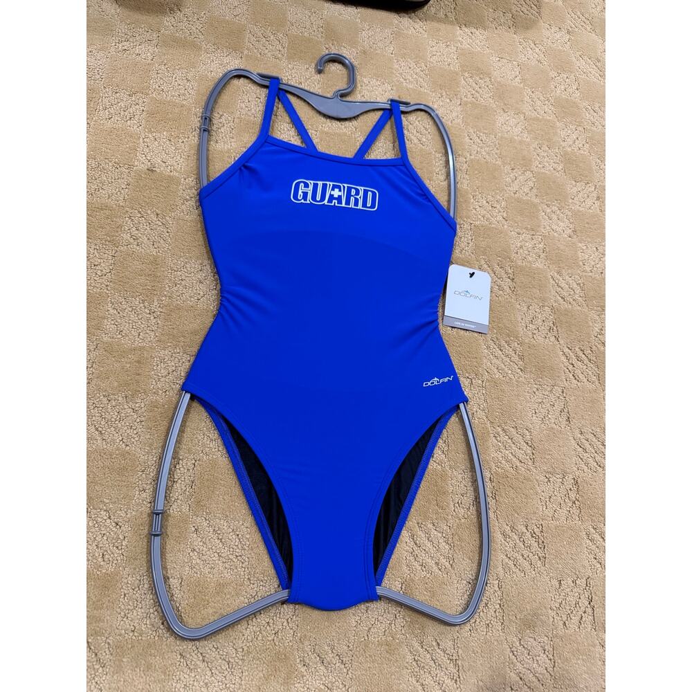 Dolfin Lifeguard One Piece Swimsuit Womens 32 Royal Blue Guard Cutout NWT - Picture 2 of 6